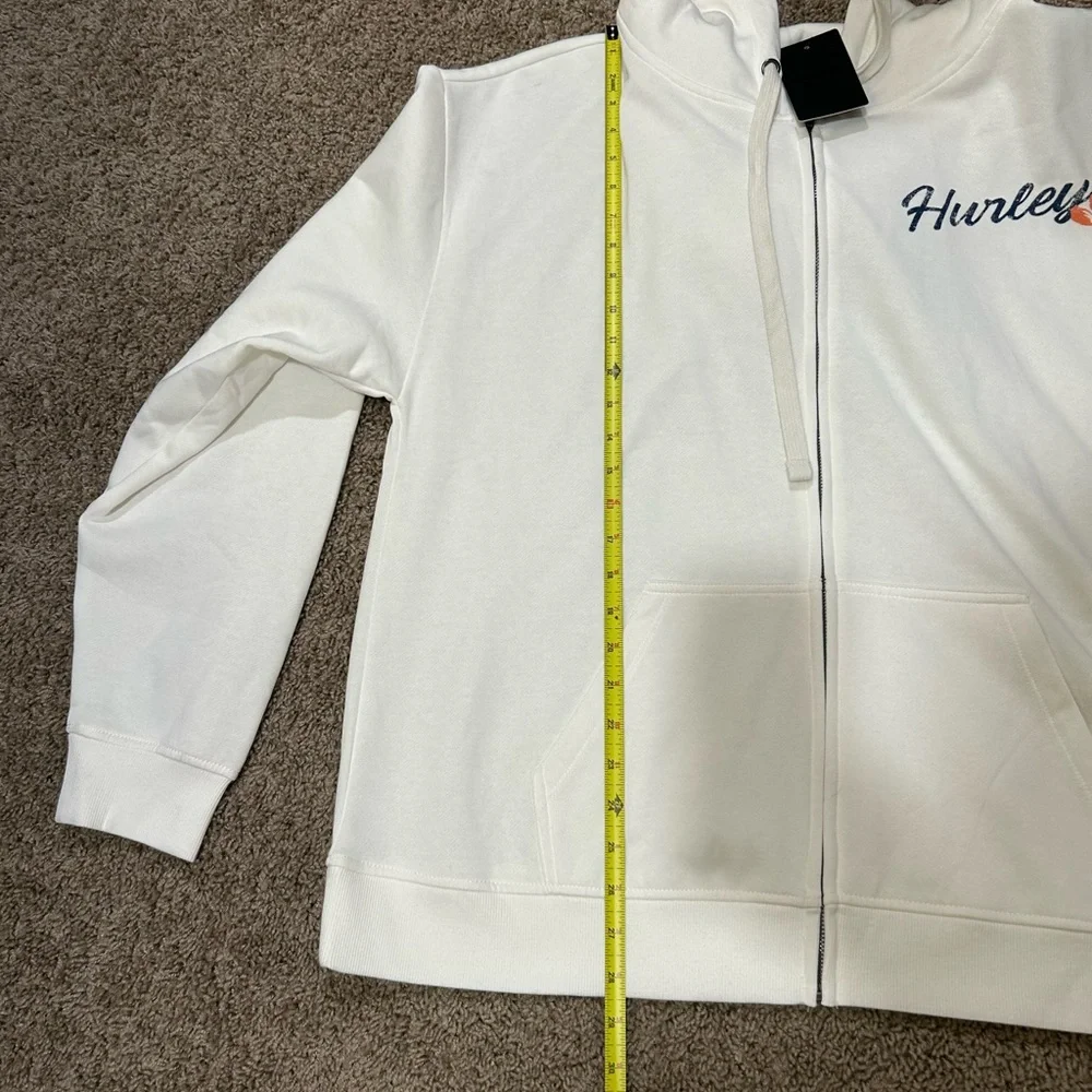 Hurley White Ivory Women’s Zip Up Hoodie Hawaiian Print Size 1X New NWT $70 - Picture 7 of 8